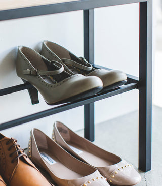 Shoe Organizer & Bench (18" H)  - Steel + Wood - By Baano