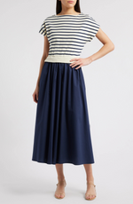 Cotton Striped Midi Dress