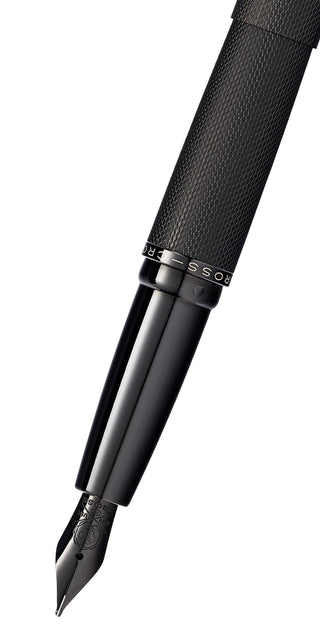 ATX® Brushed Black Stainless Steel Medium Nib Fountain Pen - By Baano