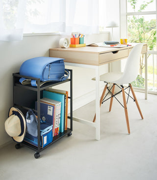 Two-Tier Hideaway Storage Cart (24" H)  - Steel - By Baano