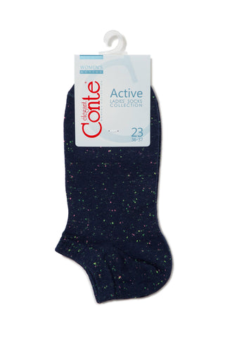 Cotton Ankle Socks Conte Active - 085 Knitted Colorful Pixels - By Baano