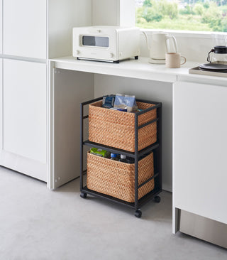 Two-Tier Hideaway Storage Cart (24" H)  - Steel - By Baano