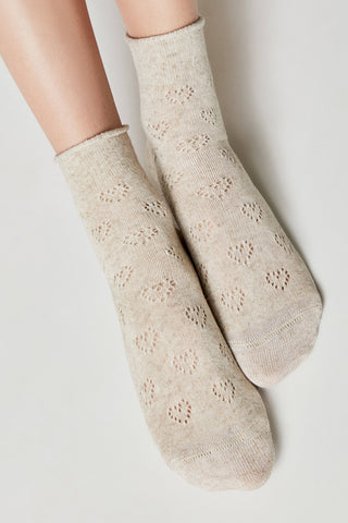 Cotton Linen Socks Conte Classic 542 - Hearts Pattern - By Baano