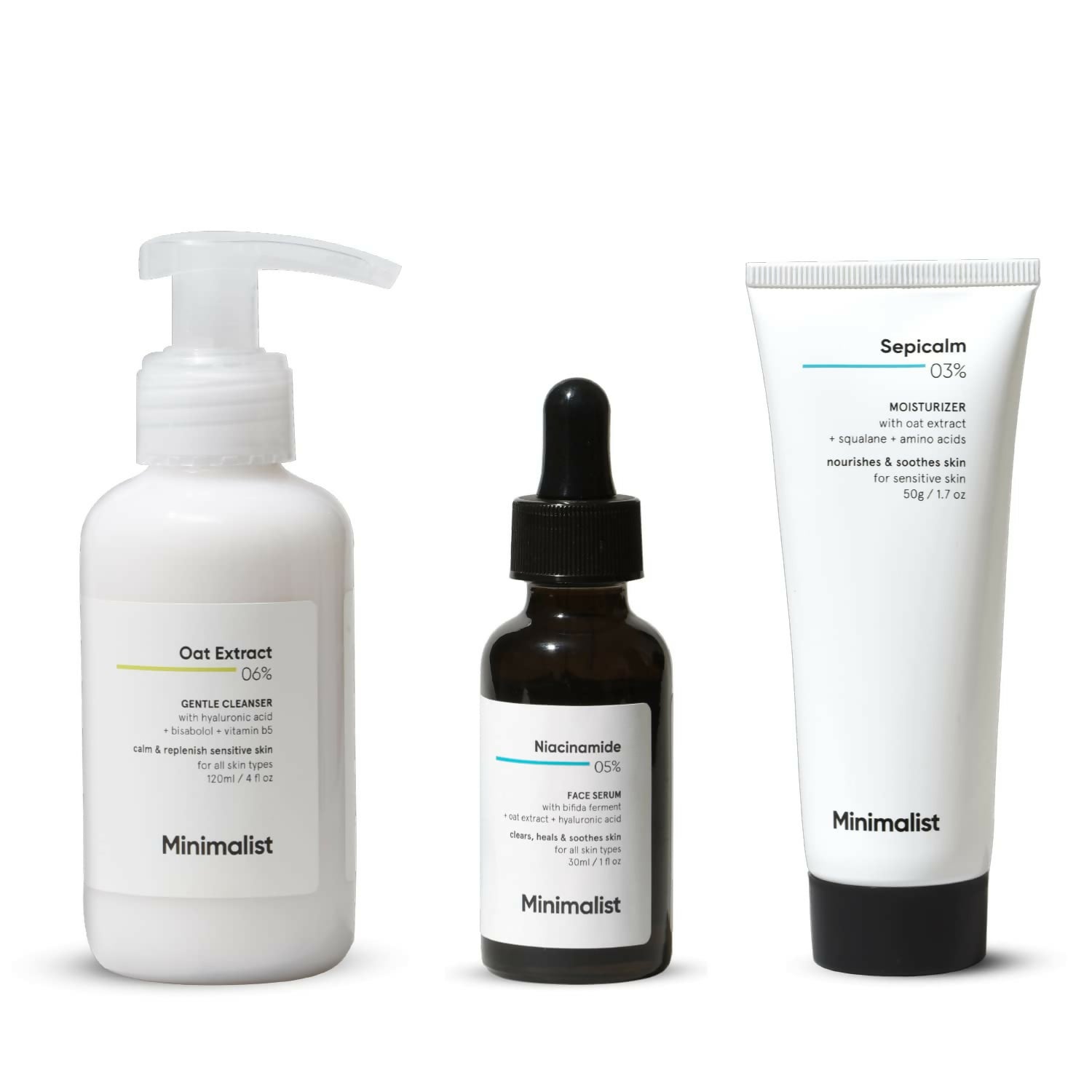 Minimalist Sensitive Skincare Kit - Face Wash, Serum & Moisturizer