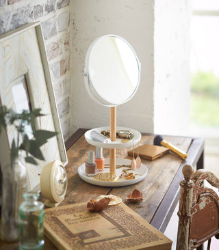 Two-Tier Jewelry Tray With Mirror - Steel + Wood - By Baano