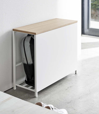Entryway Storage Organizer & Bench (18" H)  - Steel + Wood - By Baano