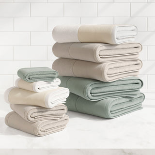 Cotton Linen-Like Border 6-Piece Towel Set - Priya Collection Great Bay Home