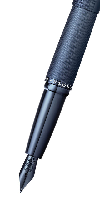 ATX® Sandblasted Dark Blue Stainless Steel Fine Nib Fountain Pen - By Baano