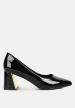 Zaila Metallic Accent Block Heel Pumps London Rag International
