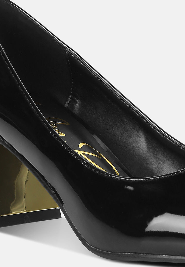 Zaila Metallic Accent Block Heel Pumps London Rag International