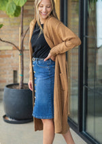 Zana Front Button Denim Midi Skirt - By Baano