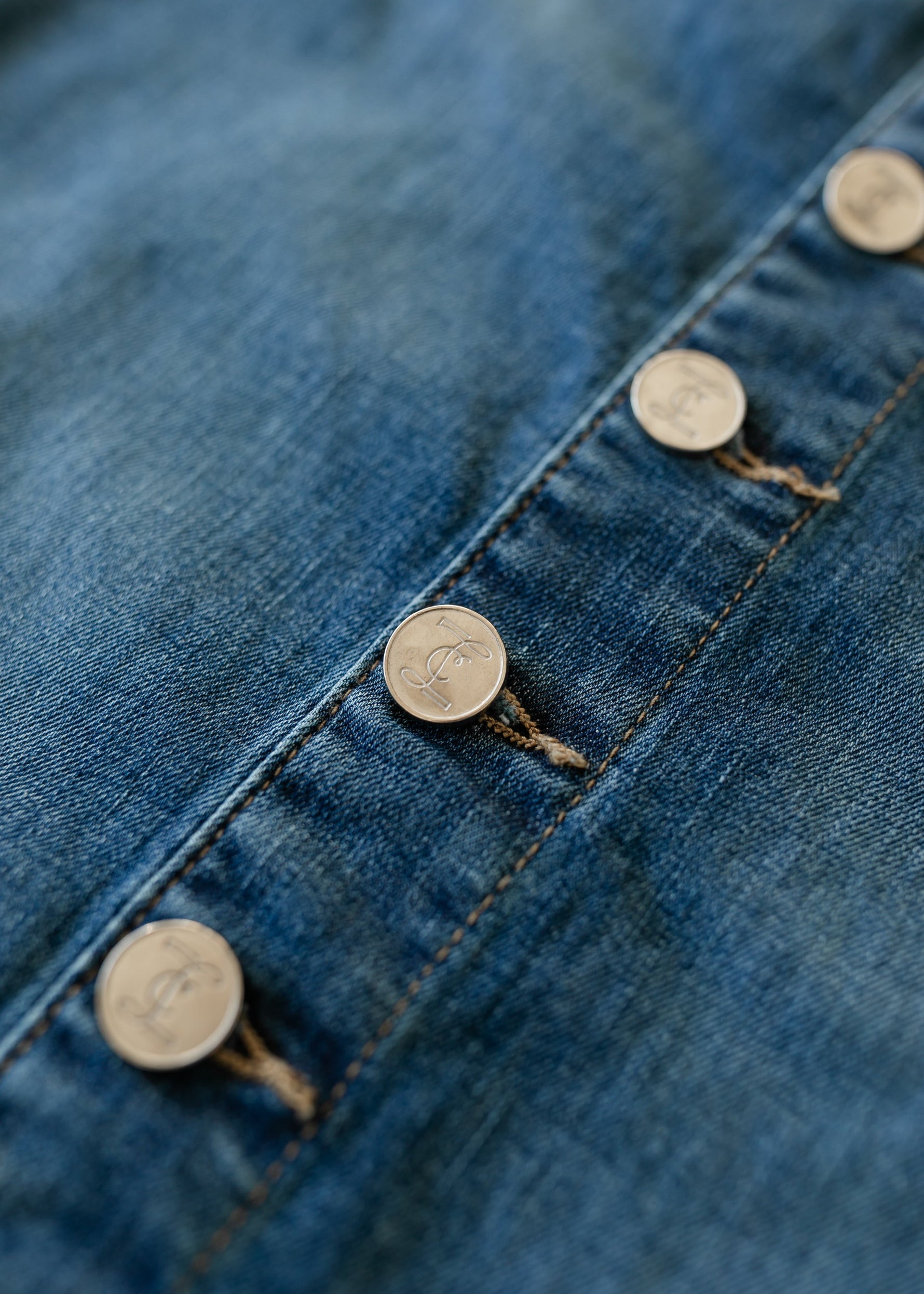 Zana Front Button Denim Midi Skirt - By Baano