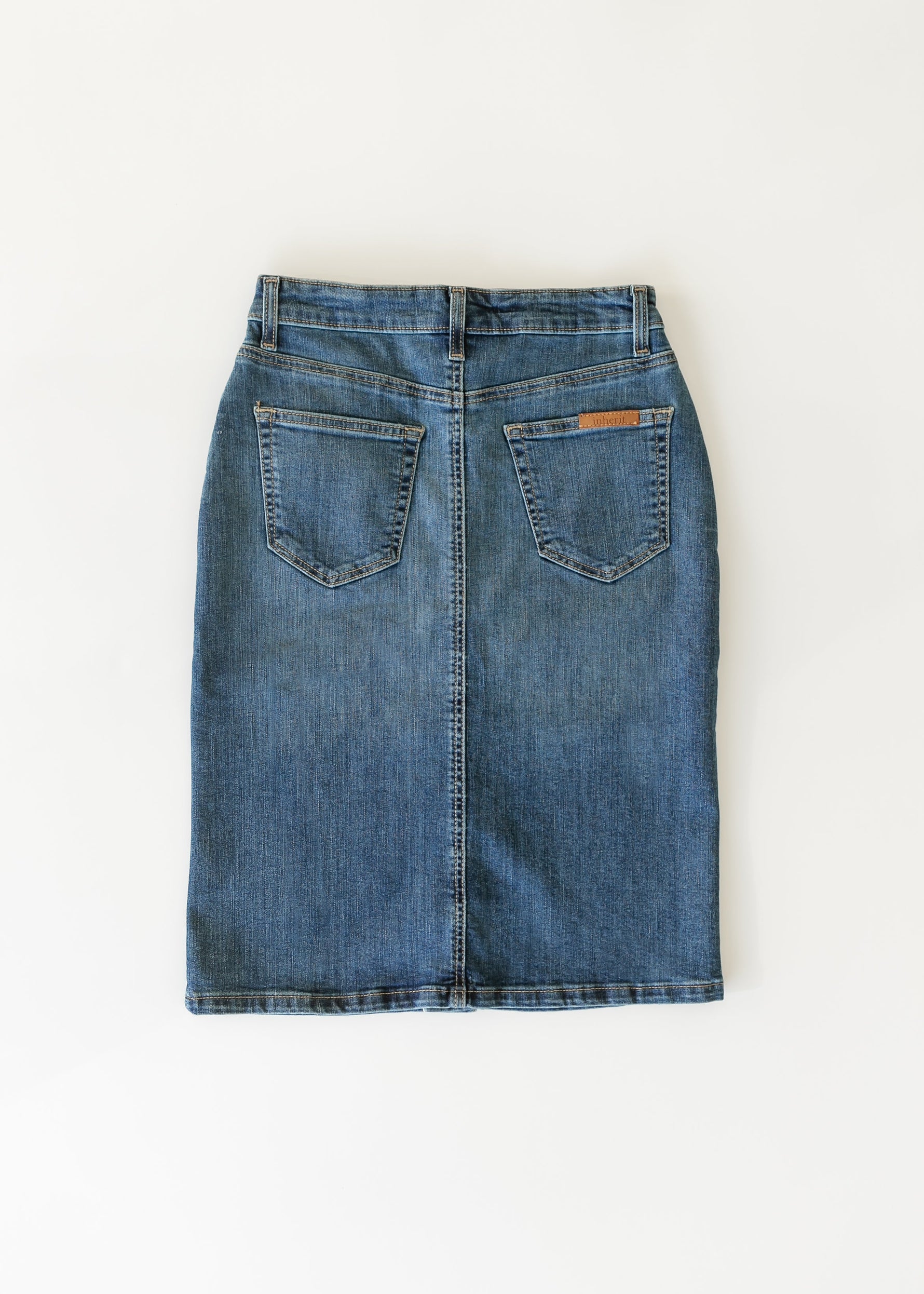 Zana Front Button Denim Midi Skirt - By Baano