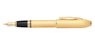 Peerless™ 23KT Heavy Gold Plate with Gold Plated Appointments, Swarovski Crystal and 18KT Gold Medium Nib Fountain Pen - By Baano