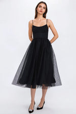 Zdenka Black Tulle Midi Dress - By Baano
