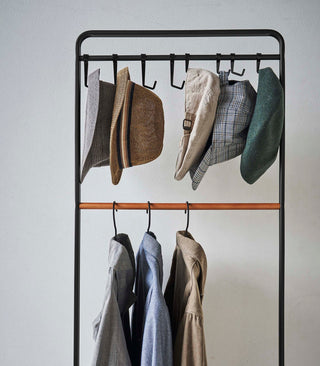 Coat Rack with Hat Storage (66" H)  - Steel + Wood - By Baano