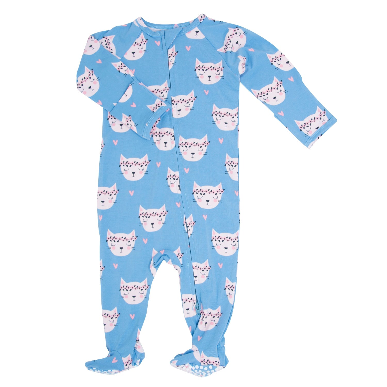 Pretty Pink Cat Zipper Footie - By Baano