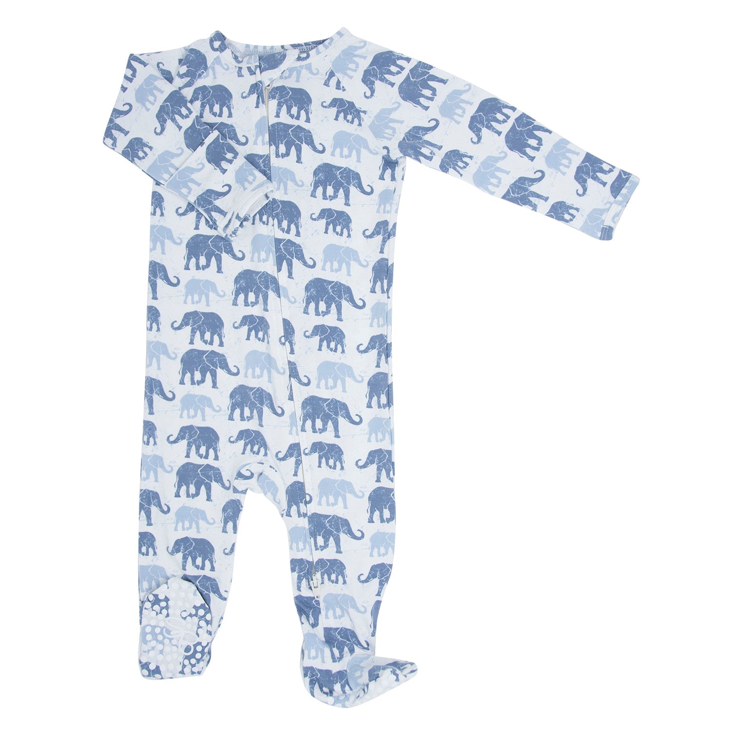 Blue Elephant Zipper Footie - By Baano