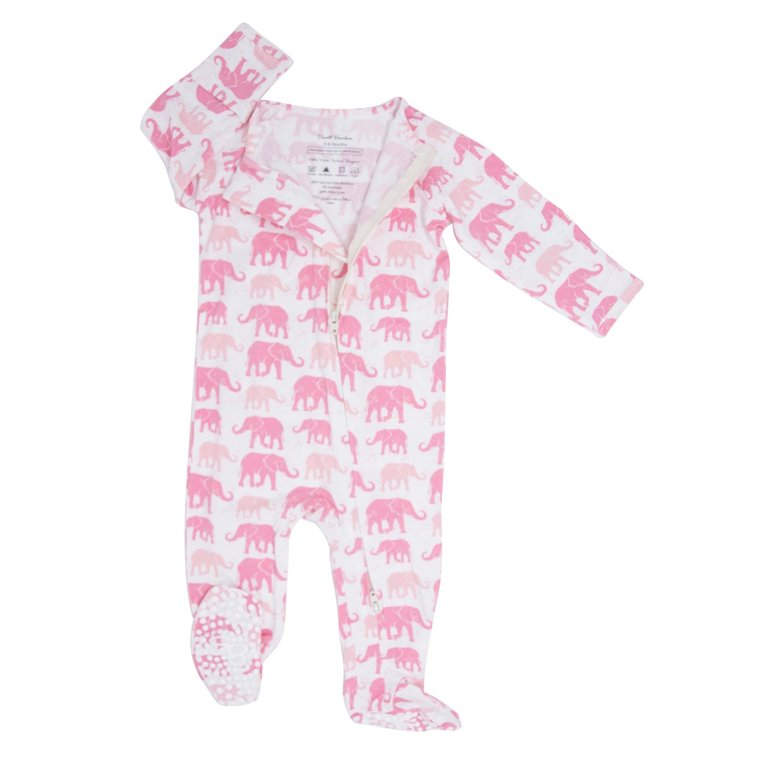 Pink Elephant Zipper Footie - By Baano