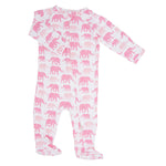 Pink Elephant Zipper Footie - By Baano