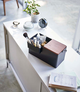 Makeup Organizer with Mirror - Steel + Wood - By Baano