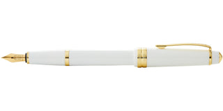 Bailey Light™ Polished White Resin and Gold Tone Medium Nib Fountain Pen - By Baano