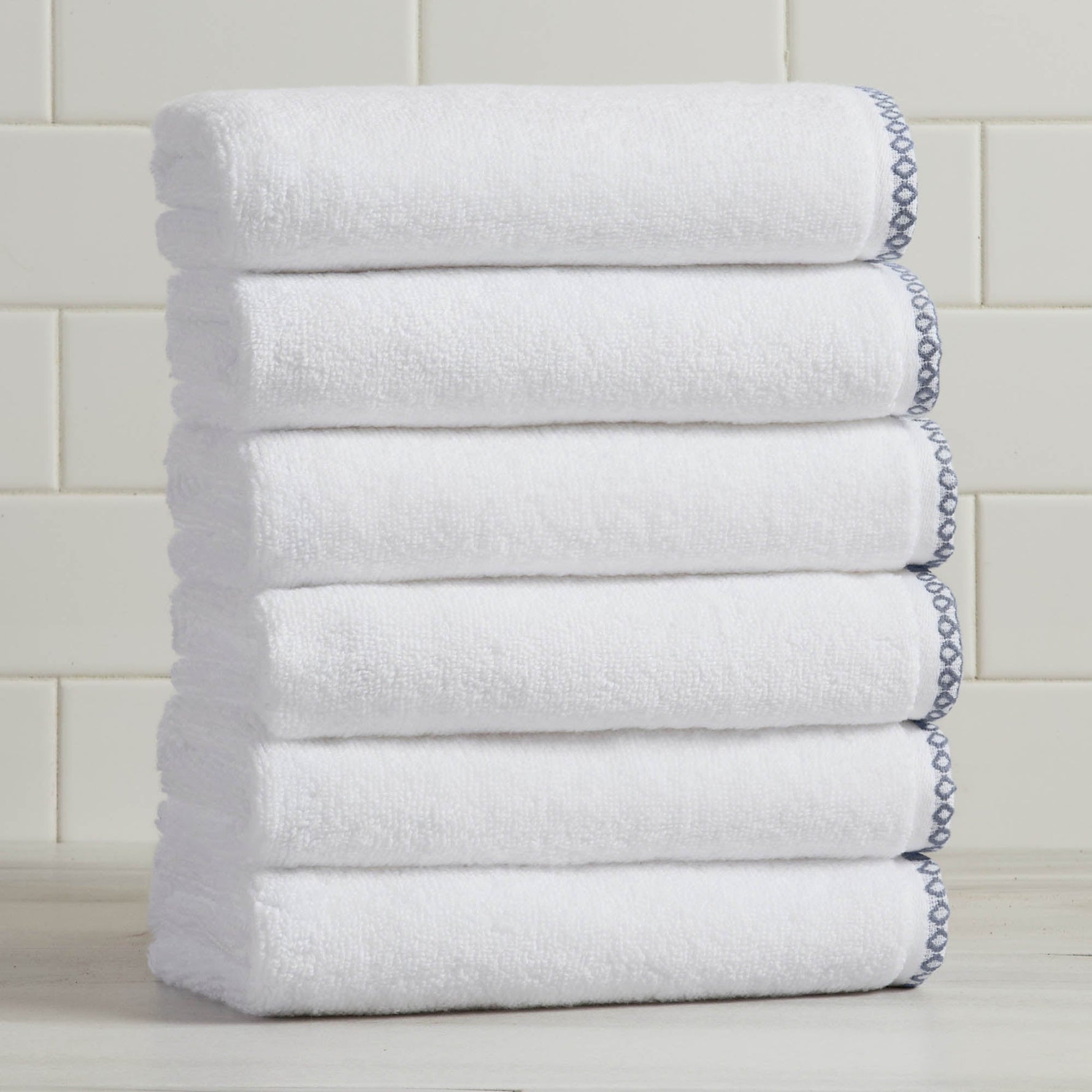 Cotton Border-Stitched 6-Piece Towel Set - Valery Collection