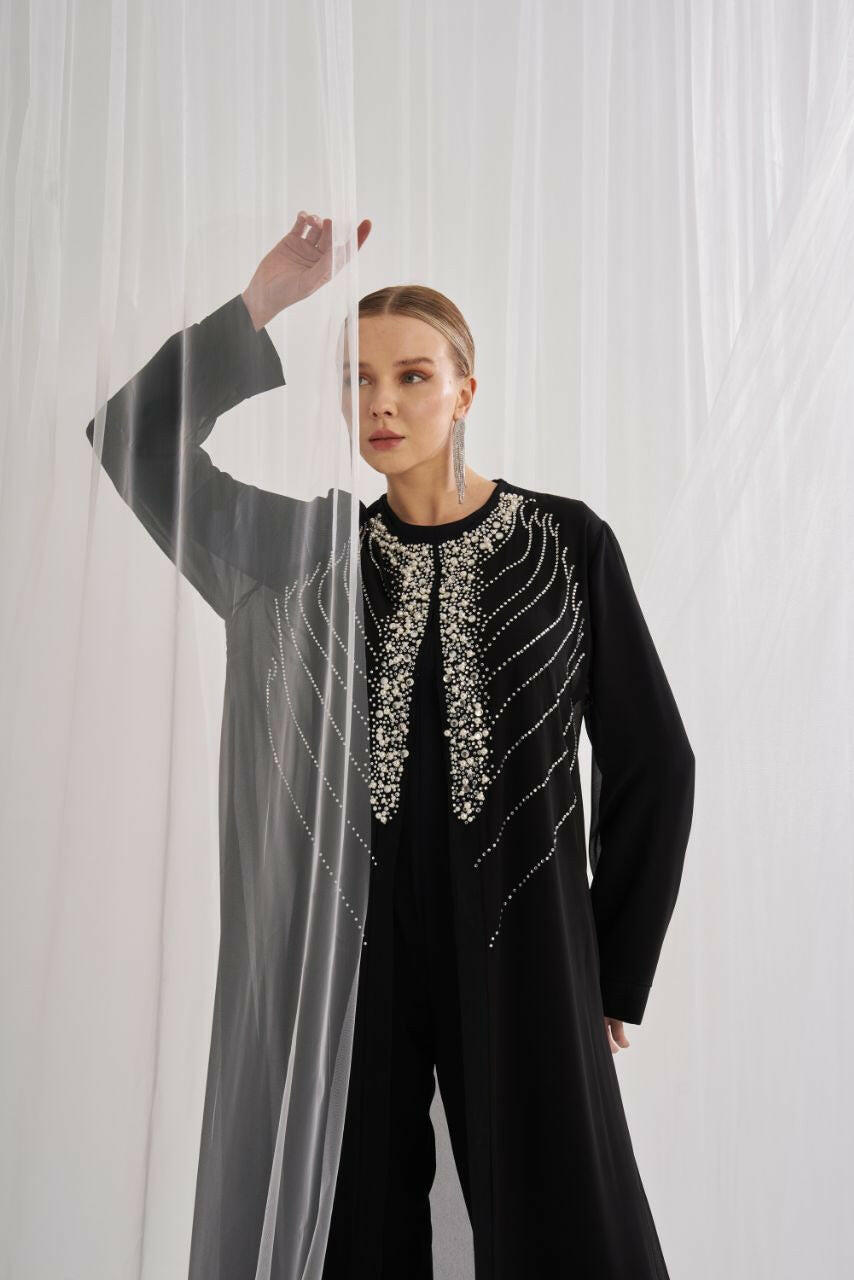 This Seasons Best Designed Abaya - Handmade with precision beadwork for a unique and stylish finish. - Glamourous Grace