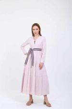 Elise V - Neckline Midi Dress Summer with Belt - By Baano