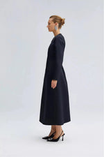 Satin Midi Dress With Rhinestones - By Baano