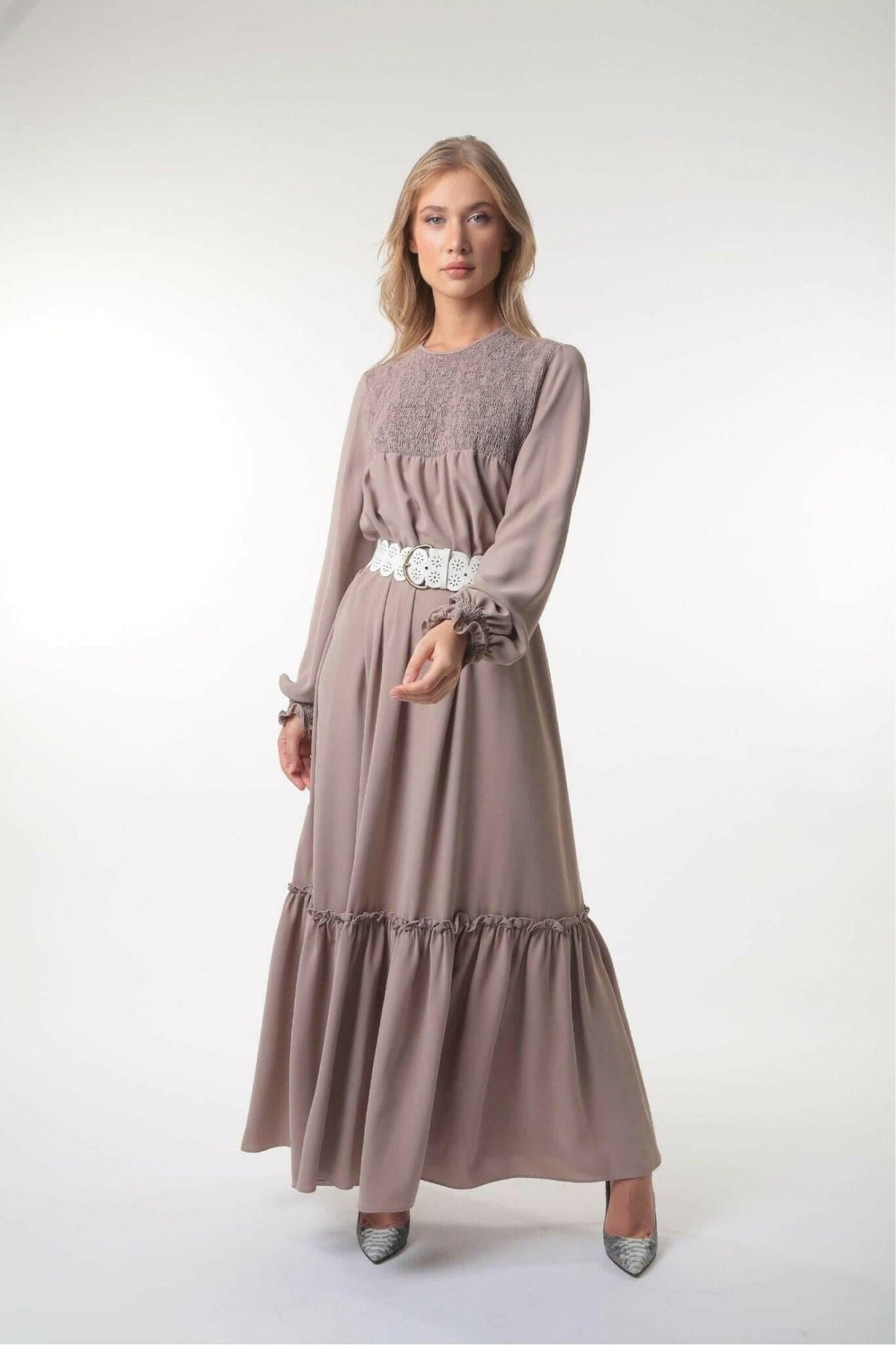 Mina Tiered Long Maxi With Long Sleeves - Glamourous Grace