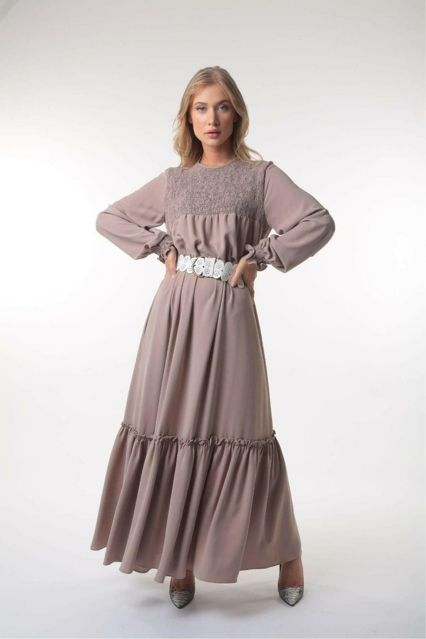 Mina Tiered Long Maxi With Long Sleeves - Glamourous Grace