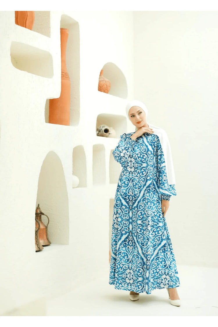 Mosaic illustration of blossom, the beautiful Zeynep Maxi Dress - Glamourous Grace