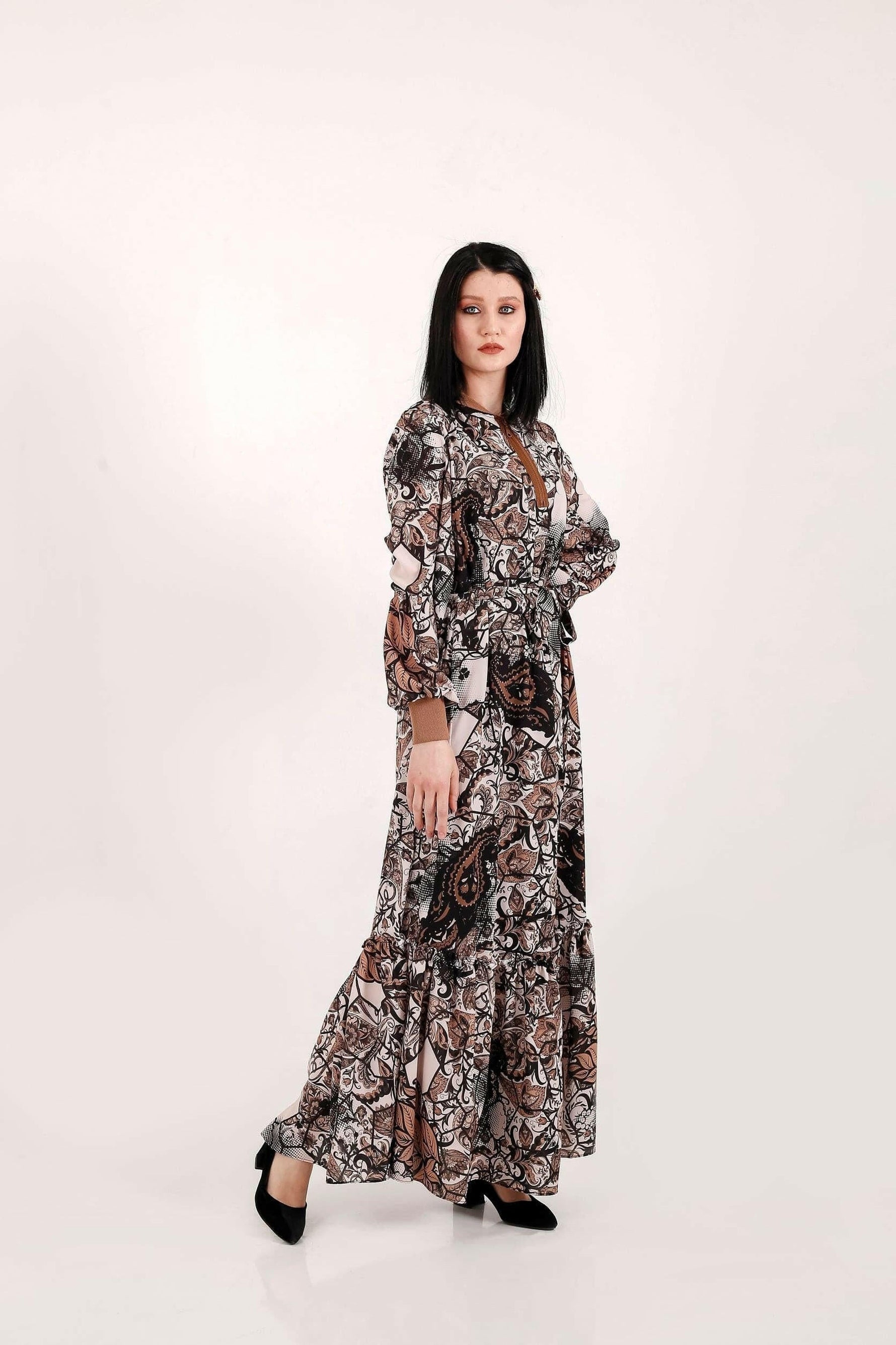 Paisley Maxi Dress with Long Sleeves - Glamourous Grace