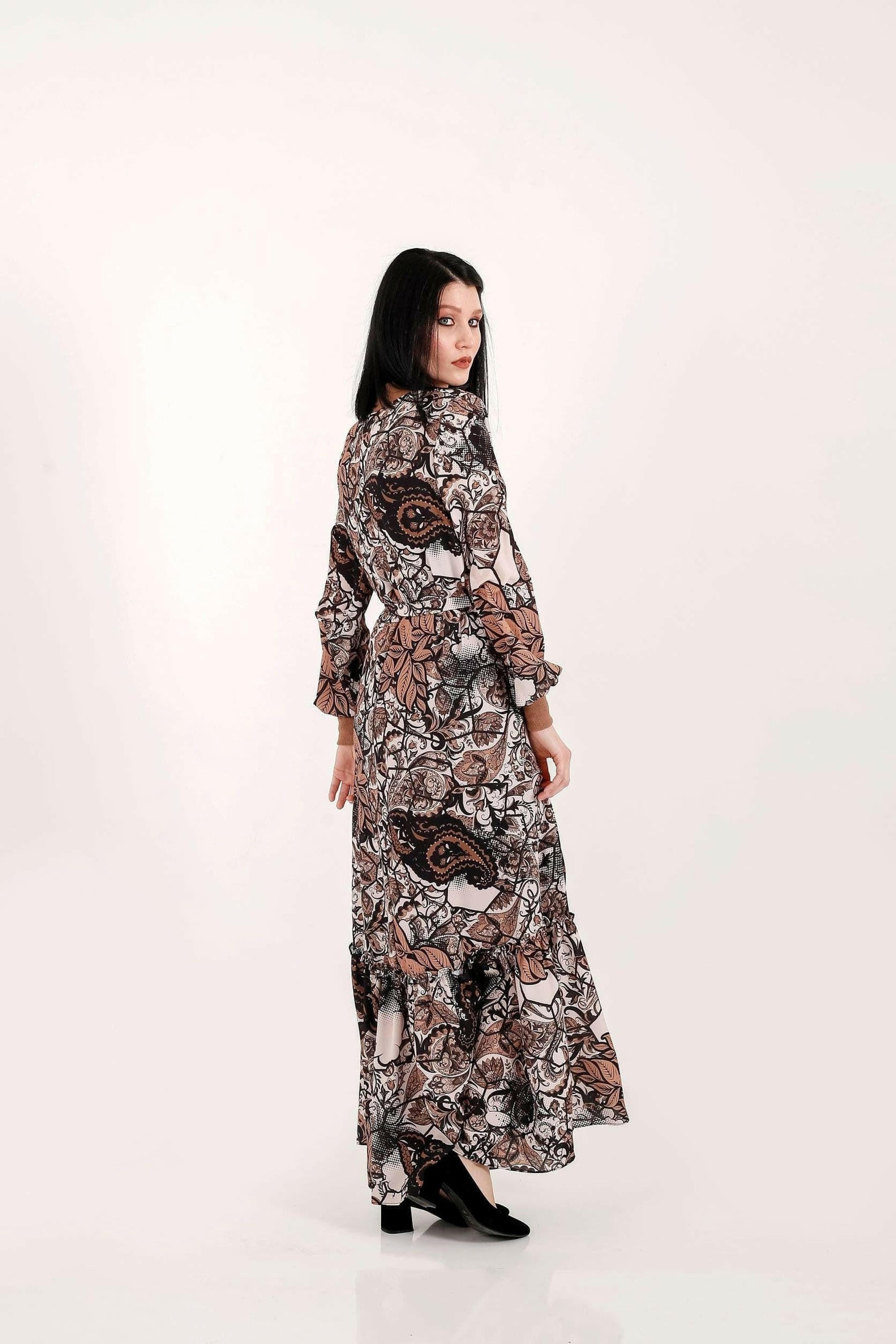 Paisley Maxi Dress with Long Sleeves - Glamourous Grace