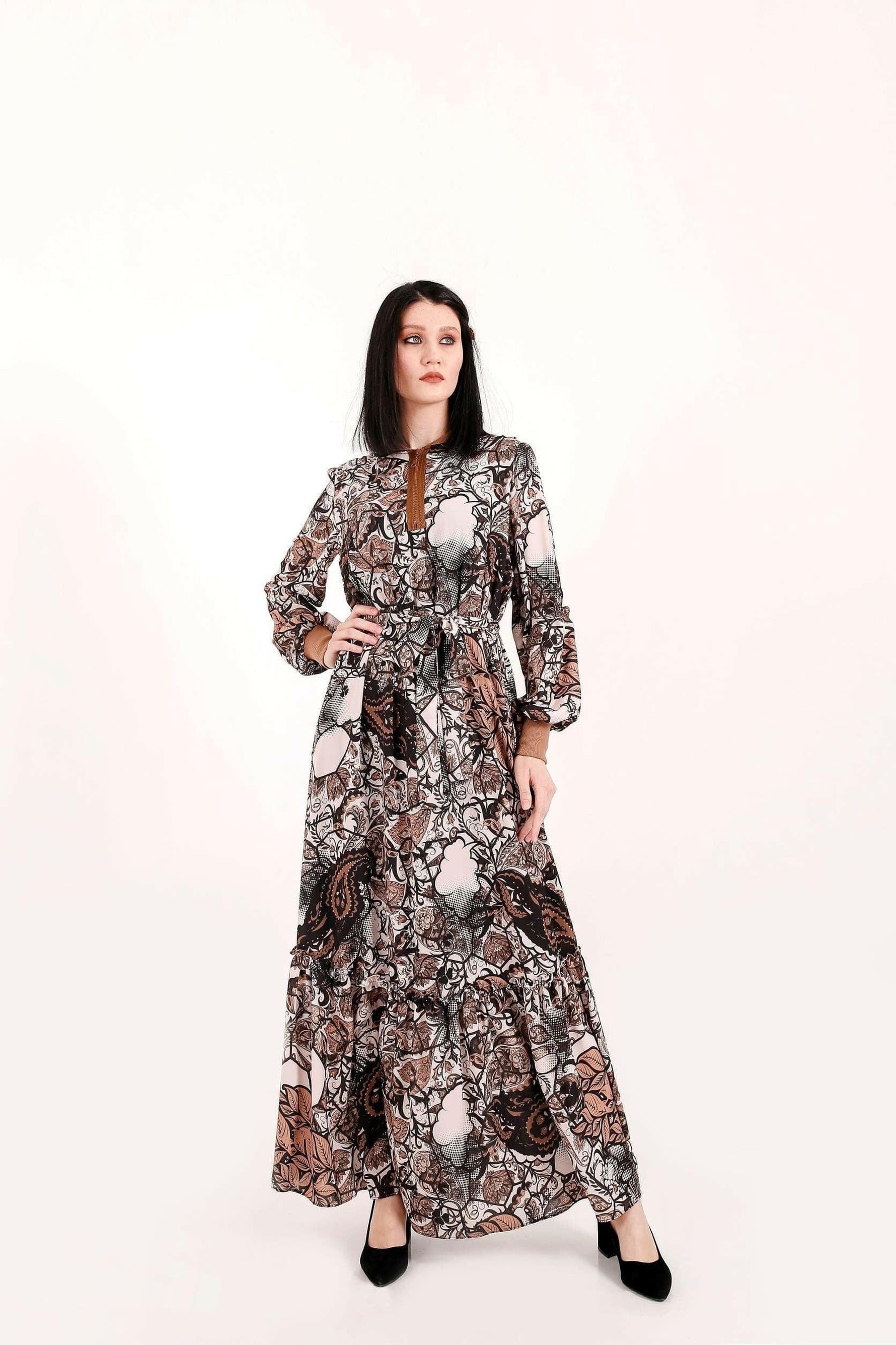 Paisley Maxi Dress with Long Sleeves - Glamourous Grace