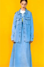 Discover effortless elegance with the Alara Denim Skirt Set - By Baano