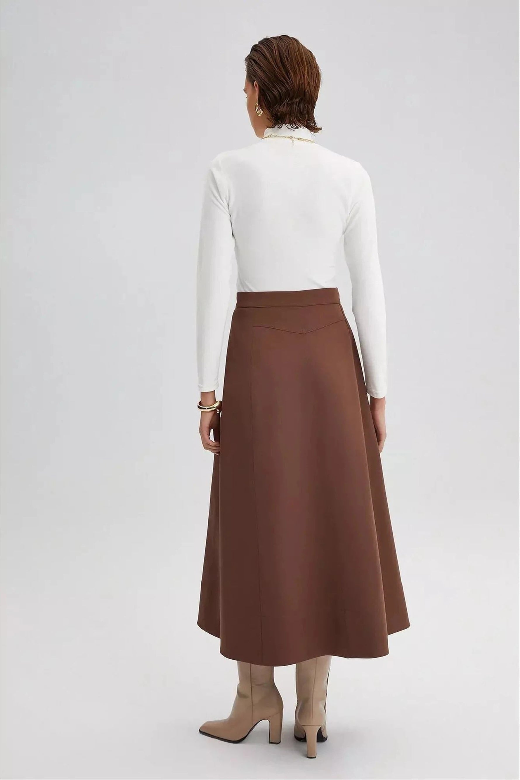 Crepe Skirt with Button - By Baano