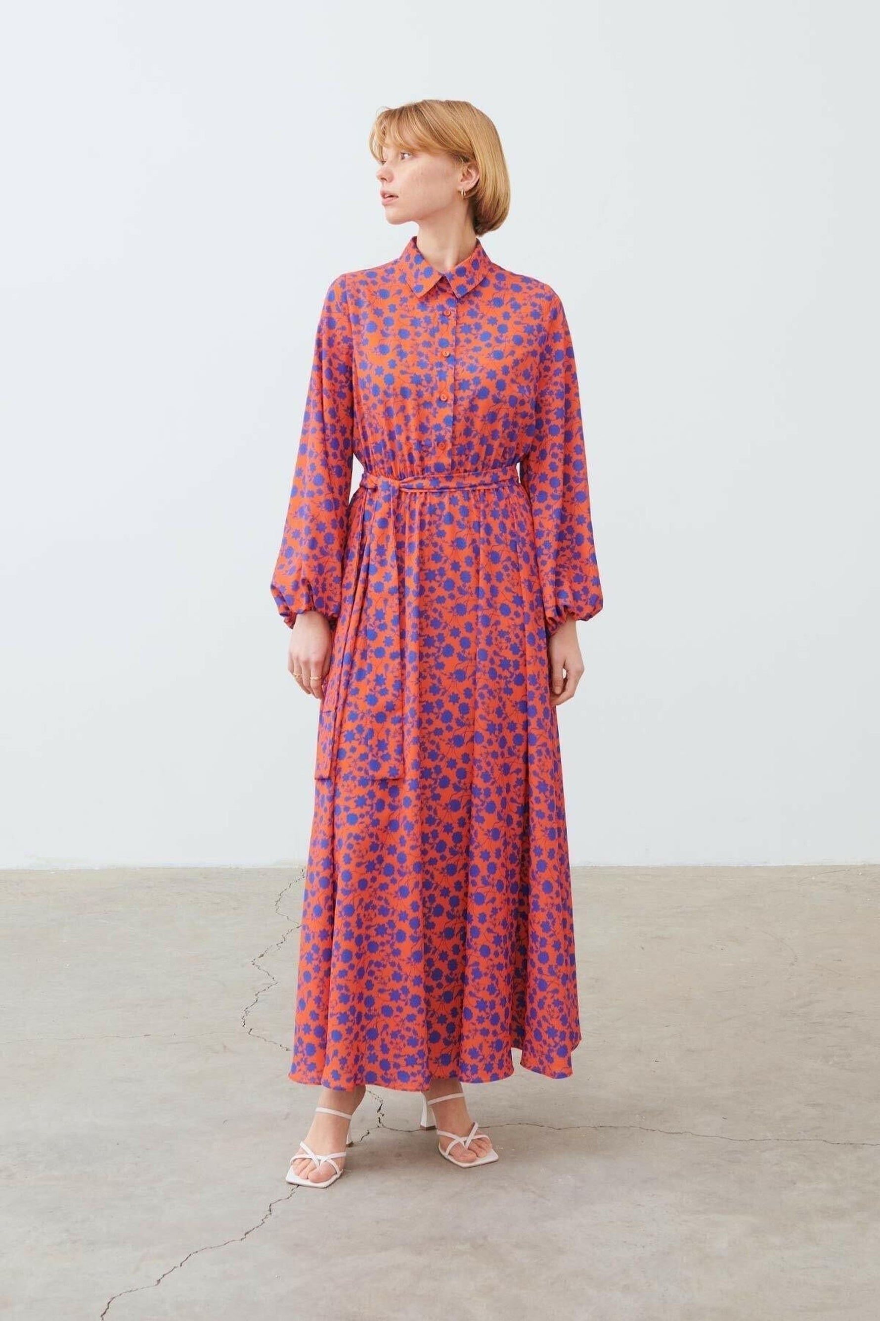 The Bahama Belted Maxi Dress In Tangerine - By Baano