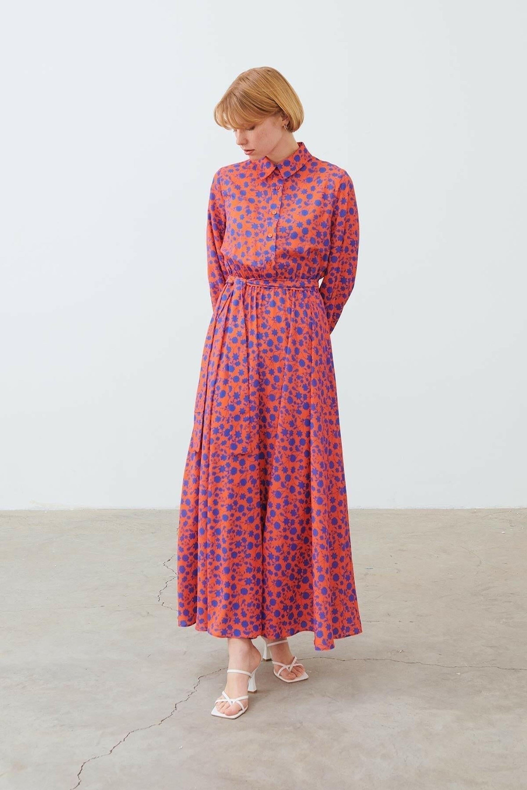 The Bahama Belted Maxi Dress In Tangerine - By Baano