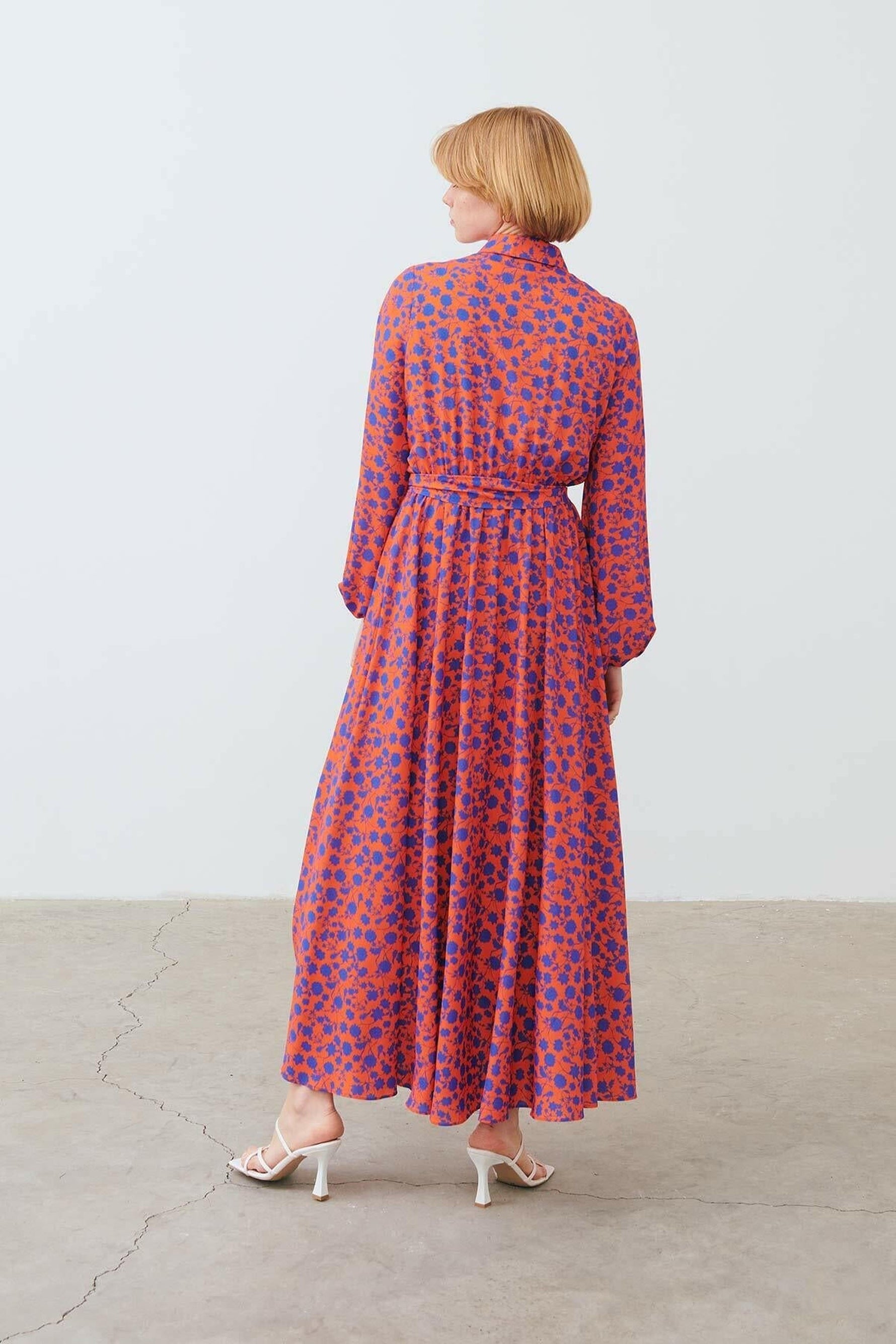 The Bahama Belted Maxi Dress In Tangerine - By Baano